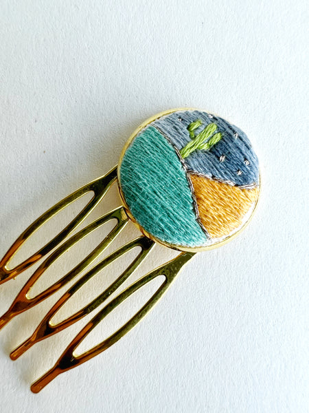 Hand Embroidered Hair Comb