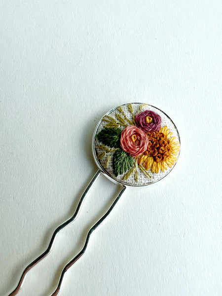 Dainty Hand Embroidered Hair Pin