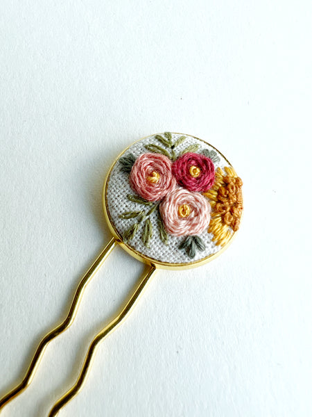 Dainty Hand Embroidered Hair Pin