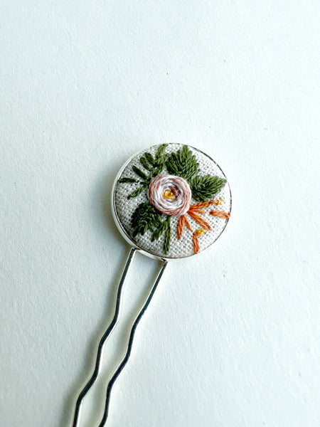Dainty Hand Embroidered Hair Pin