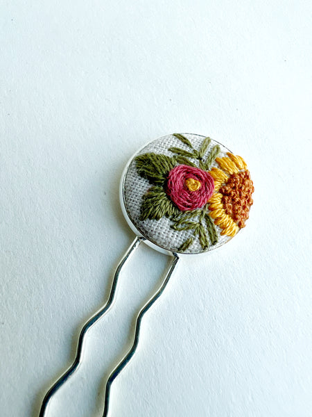 Dainty Hand Embroidered Hair Pin