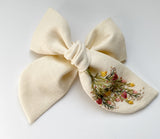 Hand Embroidered Bow - Chunky - Wildflowers