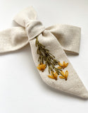 Hand Embroidered Bow - Large Hand Tied - Flowers