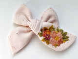 Hand Embroidered Bow - Chunky - Floral Bunch