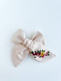 Hand Embroidered Bow - Chunky - Light Pink - Floral Bunch