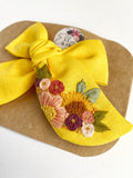 RTS Hand Embroidered Bow - Chunky - Floral Bunch on Alligator Clip