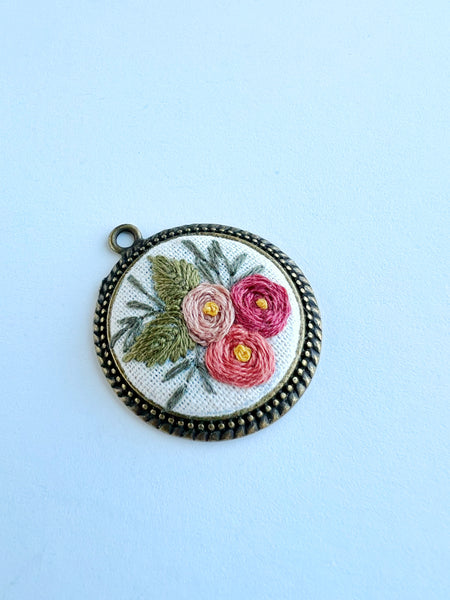PENDANT ONLY, no chain - Hand Embroidered Pendant