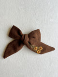 Hand Embroidered Bow - Large Hand Tied - Floral Bunch