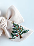 Hand Embroidered Bow - Chunky - Light Pink - Christmas Tree