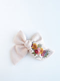 Hand Embroidered Bow - Chunky - Light Pink - Floral Bunch