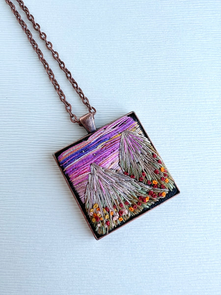 Large Hand Embroidered Pendant