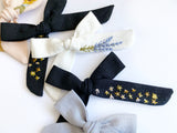 Hand Embroidered Lavender - Oversized School Girl Bow