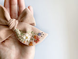 Hand Embroidered Wildflowers - Chunky Hand Tied Bow