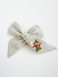 Hand Embroidered Bow - Large Hand Tied - Floral Bunch