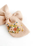 Hand Embroidered Floral Bunch - Chunky Hand Tied Bow