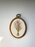 Hand Embroidered 3x4 inch Faux Wood Hoop - Wildflowers