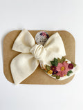 RTS Hand Embroidered Bow - Chunky - Floral Bunch on Alligator Clip