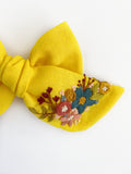 Hand Embroidered Bow - Chunky - Yellow - Floral Bunch