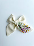Hand Embroidered Bow - Chunky - Wildflowers