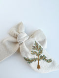 Hand Embroidered Bow - Chunky - Off White - Christmas Tree