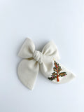 Hand Embroidered Bow - Chunky - Christmas Tree (w/bead & sequin detail)