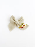 Hand Embroidered Floral Bunch - Chunky Hand Tied Bow
