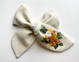 Hand Embroidered Bow - Chunky Hand Tied - Floral Bunch