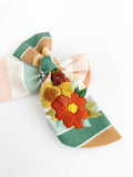 Hand Embroidered Floral- Chunky Hand Tied Bow