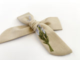 Hand Embroidered Bow - School Girl - Tan - Lavender