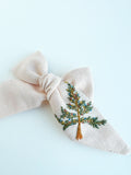 Hand Embroidered Bow - Large Hand Tied - Light Pink - Christmas Tree