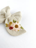 Hand Embroidered Floral Bunch - Chunky Hand Tied Bow