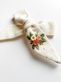 Hand Embroidered Bow - Large Hand Tied - Floral Bunch