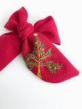 Hand Embroidered Bow - Chunky - Christmas Tree (w/bead & sequin detail)