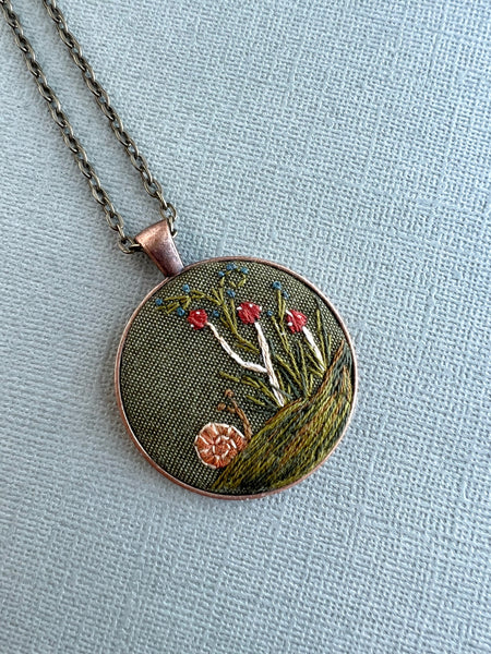 Large Hand Embroidered Pendant