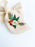 Hand Embroidered Floral Bunch - Chunky Hand Tied Bow