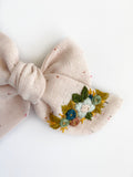 Hand Embroidered Bow - Chunky - Confetti - Blue Floral Bunch