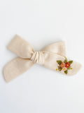 Hand Embroidered Bow - School Girl - Pink - Rose Bunch