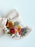 Hand Embroidered Bow - Chunky - Light Pink - Floral Bunch