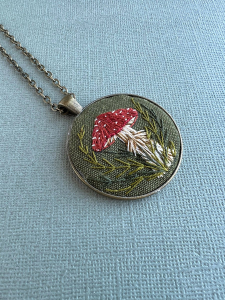 Large Hand Embroidered Pendant