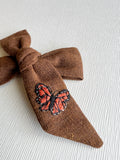 Hand Embroidered Bow - Large Hand Tied - Butterfly