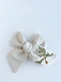 Hand Embroidered Bow - Chunky - Off White - Christmas Tree