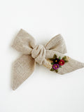 Hand Embroidered Bow - Large Hand Tied - Floral Bunch