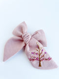 Hand Embroidered Bow - Chunky - Pink - Christmas Tree