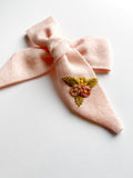 Hand Embroidered Bow - Large Hand Tied - Floral Bunch