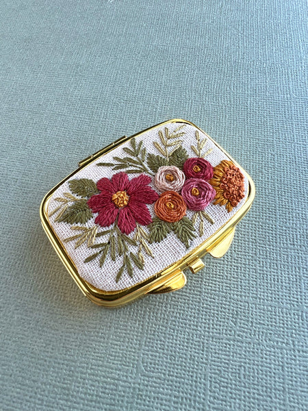 Hand Embroidered Pillbox