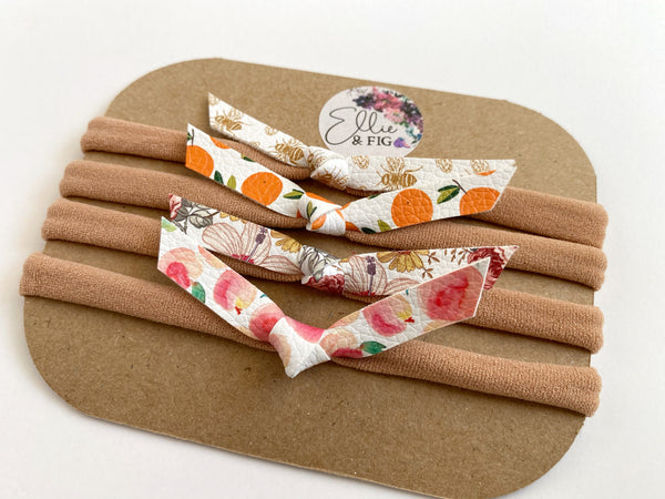 Faux Leather Mini Knots on Medium Tan Nylon