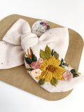 RTS Hand Embroidered Bow - Chunky - Floral Bunch on Alligator Clip
