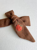 Hand Embroidered Bow - Large Hand Tied - Pumpkin