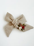 Hand Embroidered Bow - Large Hand Tied - Floral Bunch