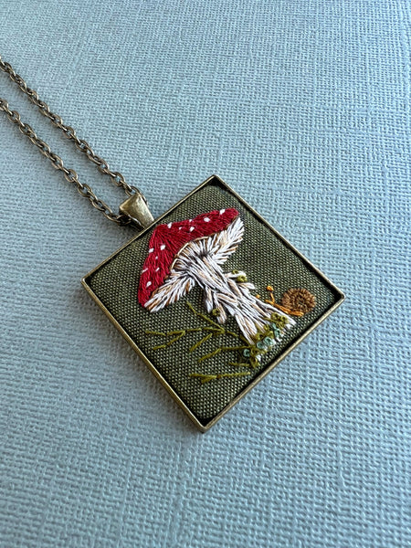 Large Hand Embroidered Pendant